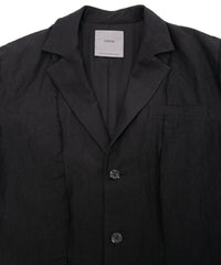 ウールリネンギャバジン ワッシャー チェスターロングコート - BLACK