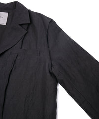 ウールリネンギャバジン ワッシャー チェスターロングコート - BLACK