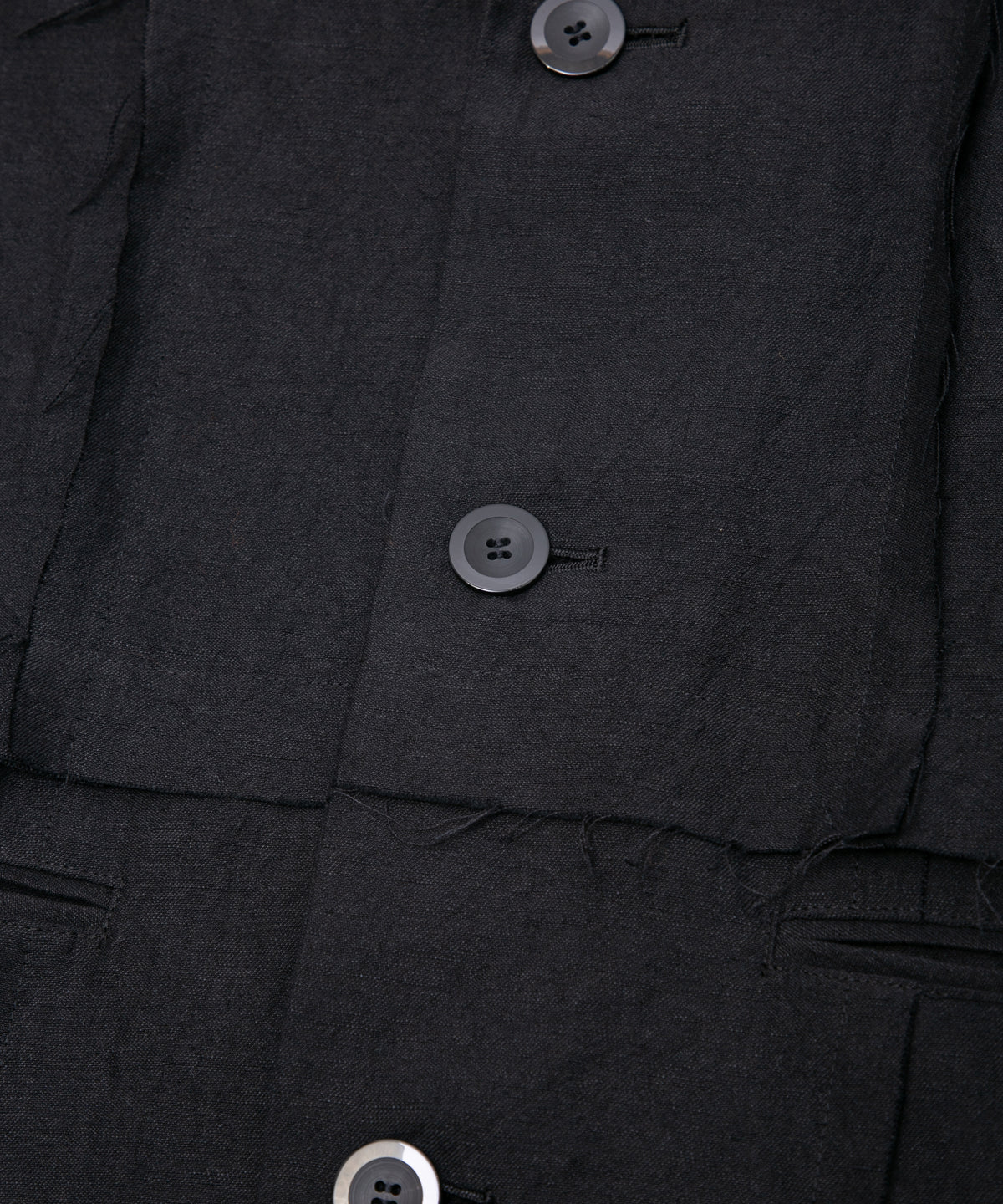 ウールリネンギャバジン ワッシャー チェスターロングコート - BLACK