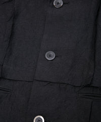 ウールリネンギャバジン ワッシャー チェスターロングコート - BLACK