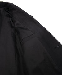 ウールリネンギャバジン ワッシャー チェスターロングコート - BLACK