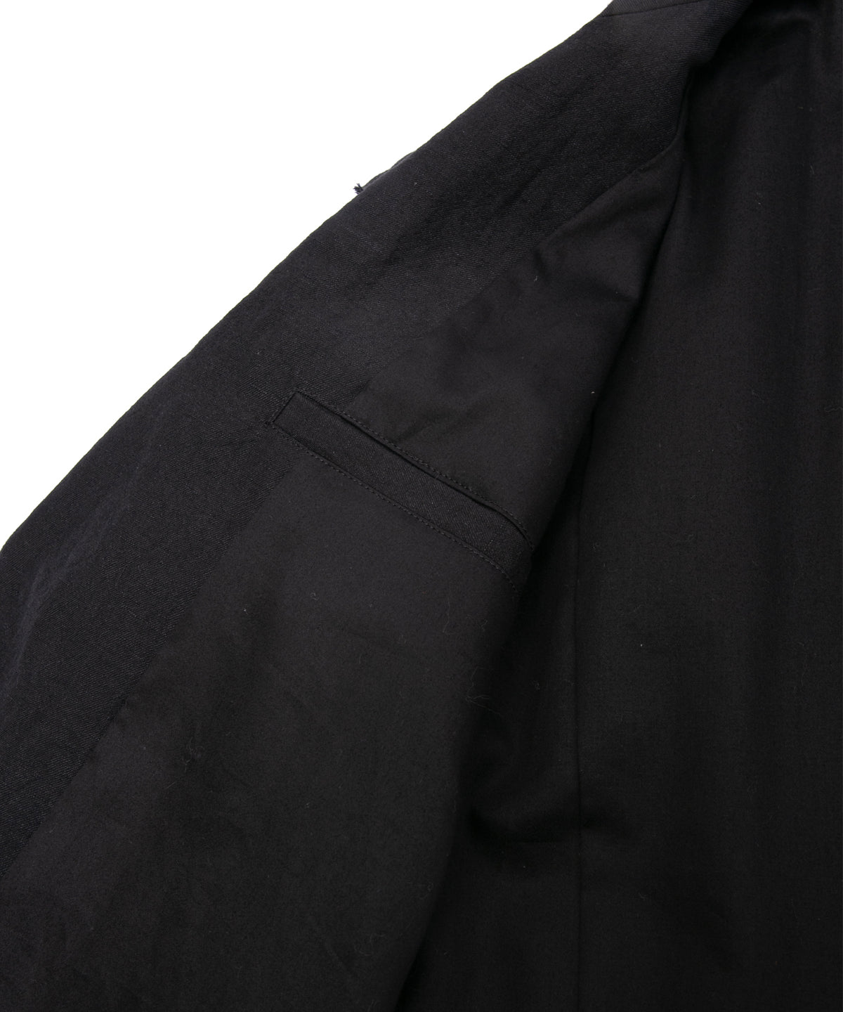 ウールリネンギャバジン ワッシャー チェスターロングコート - BLACK