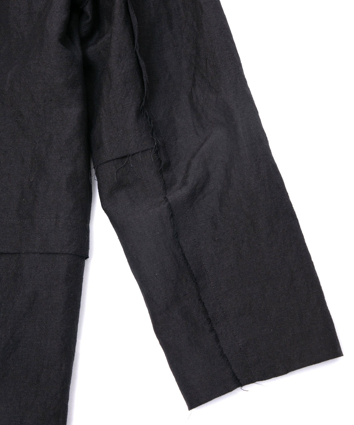 ウールリネンギャバジン ワッシャー チェスターロングコート - BLACK