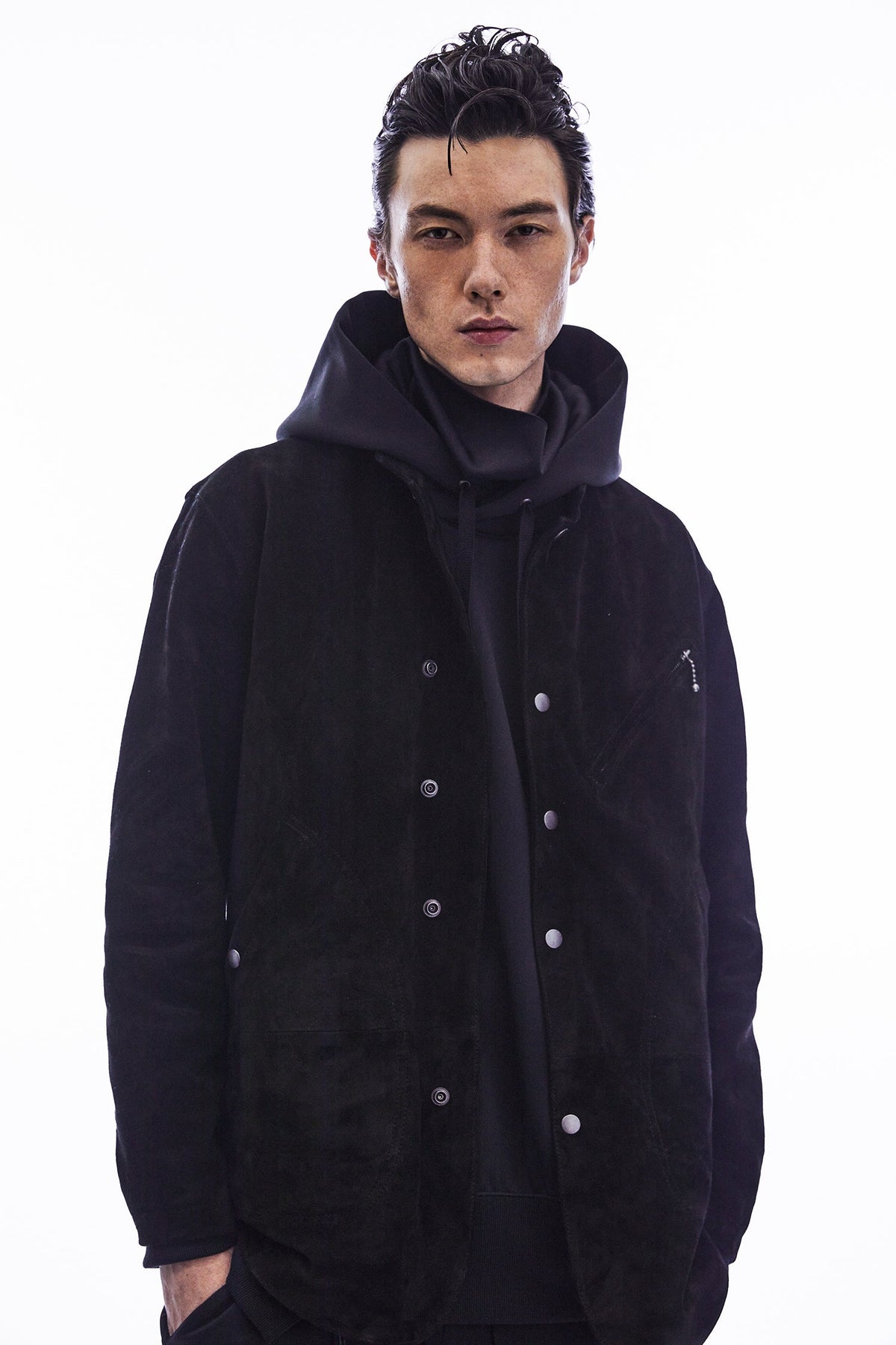 Japan Calf Suede "TRAMPER" Tramper Coat - BLACK