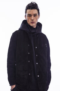 Japan Calf Suede "TRAMPER" Tramper Coat - BLACK