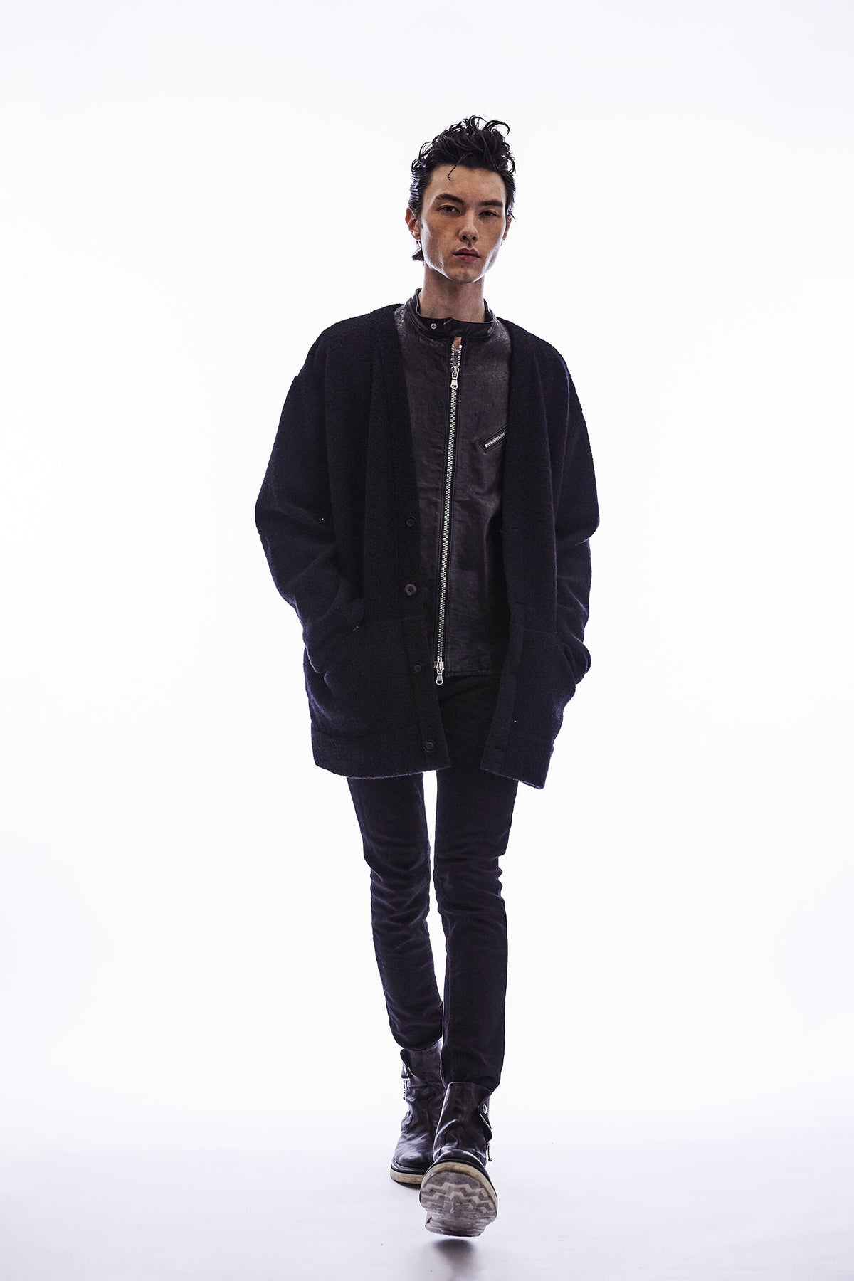 11oz オーガニックコットン ストレッチデニム SKINNY JOHN スキニー ワンウォッシュ - BLACK