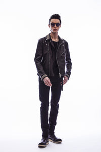 New Zealand Calf Skin "CRAY" Studs Double Riders - BLACK