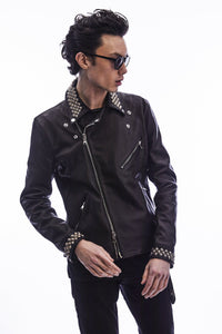 New Zealand Calf Skin "CRAY" Studs Double Riders - BLACK