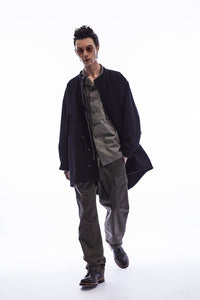 Load image into Gallery viewer, Wool &amp; Nylon W Cloth Vintage Tumbler Fishtail Coat - BLACK