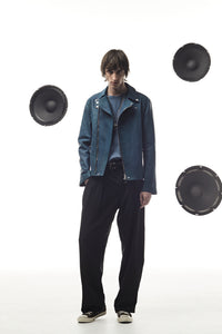 ポリエステル ストレッチ ツイル バレルワイドパンツ - BLACK