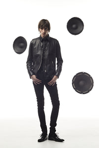 Hole-Punched Oil Calfskin BENNY Zipup Vest - BLACK