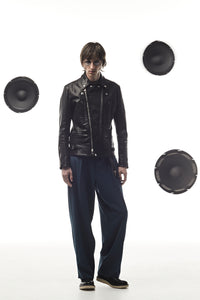 ポリエステル ストレッチ ツイル バレルワイドパンツ - BLUE GREEN