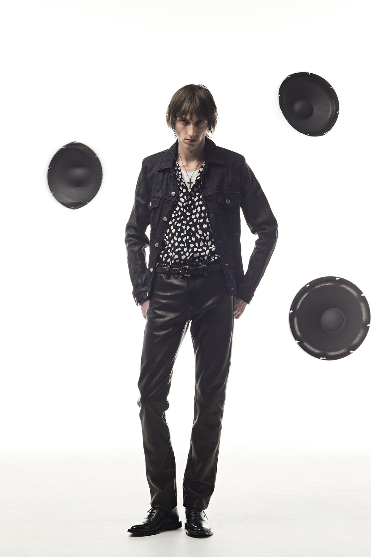 ジャパン ウォッシャブル カウハイド LAD GEAR 5ポケットパンツ - BLACK