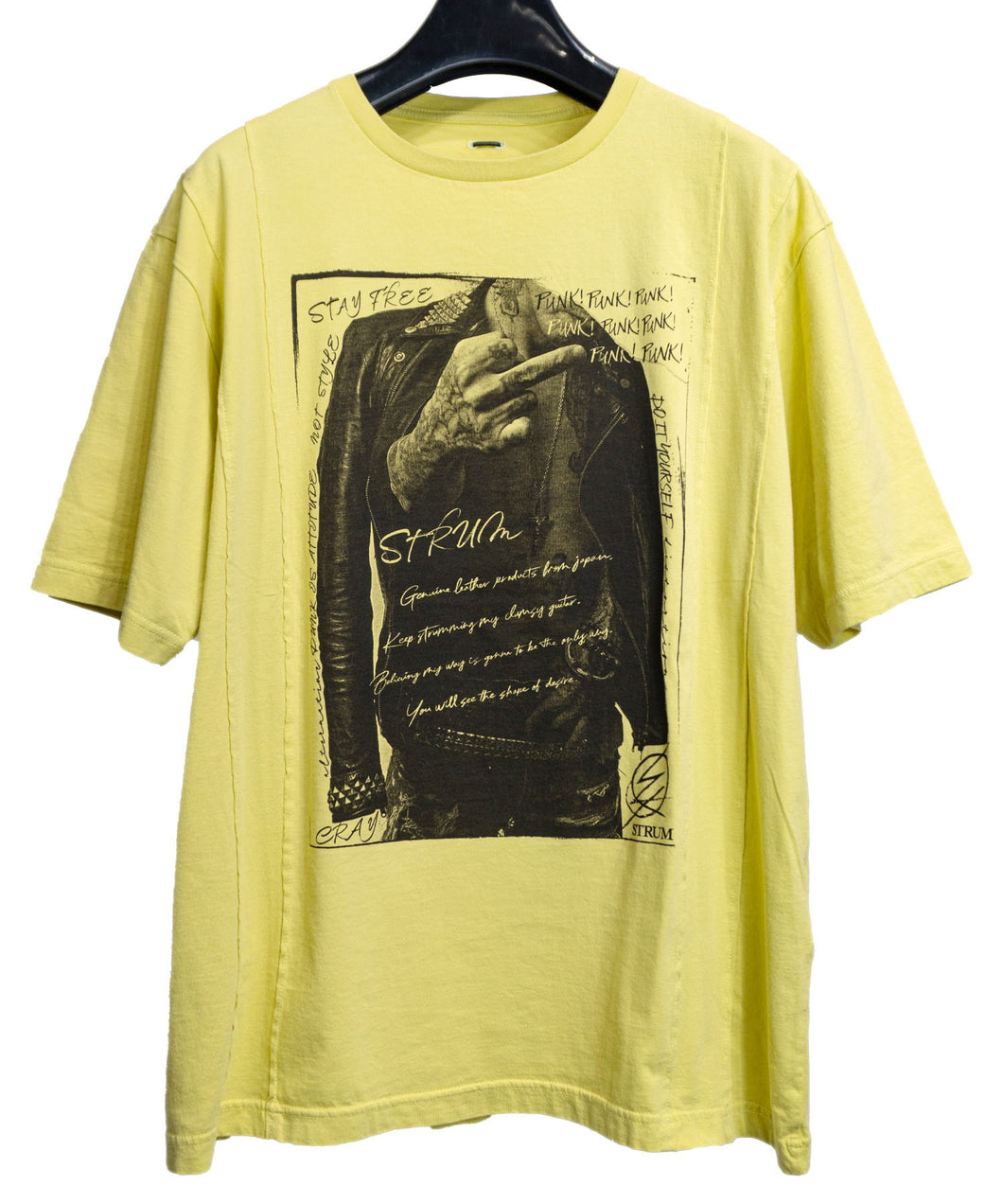 【直営店限定】30/- ナチュラルソフト天竺 『 FxxK THE WORLD』ワイド Tシャツ - YELLOW