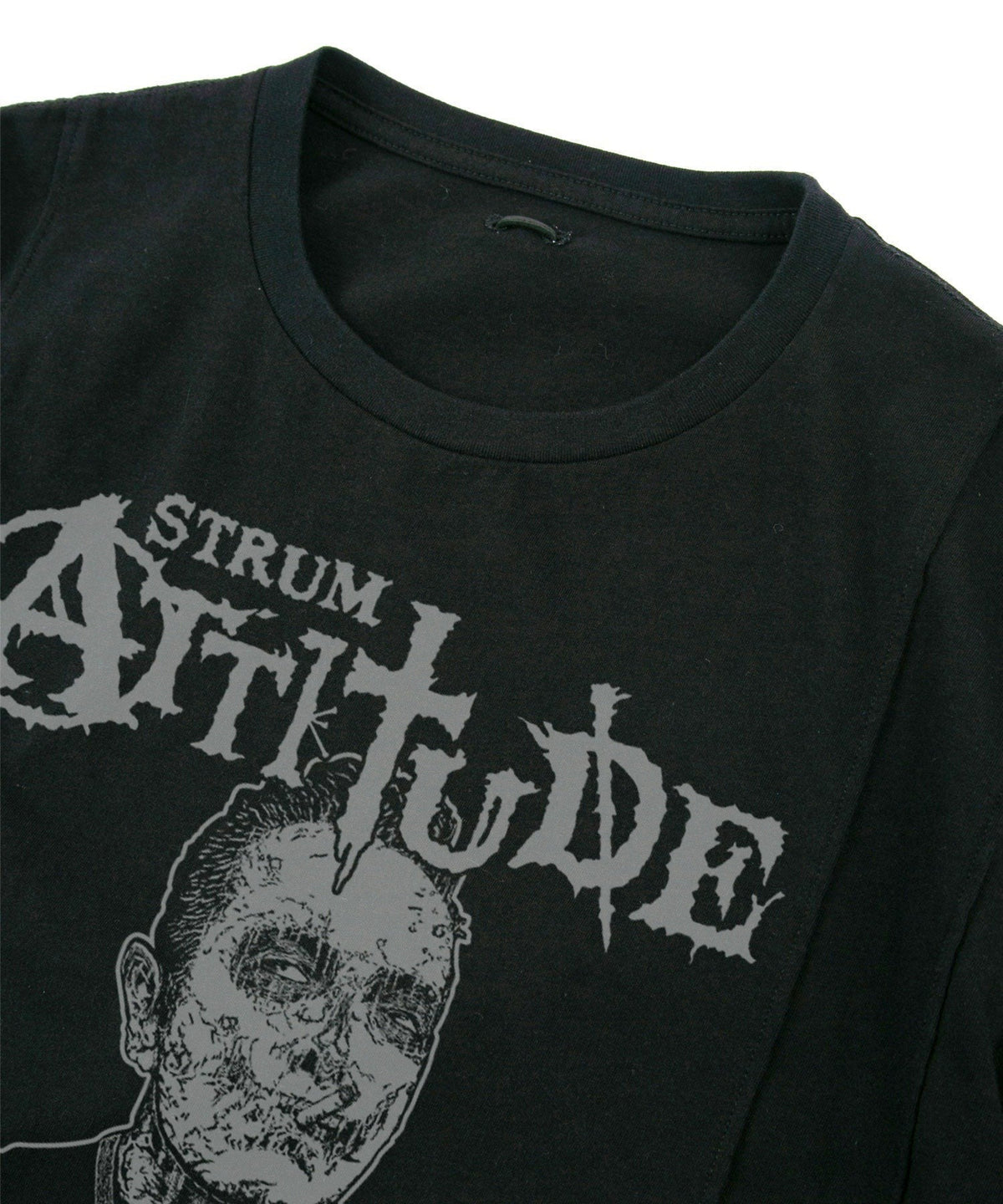 30/- ナチュラルソフト天竺 『You Fuck’in rock 』Zombie ワイド Tシャツ（オーバーサイズ） - BLACK