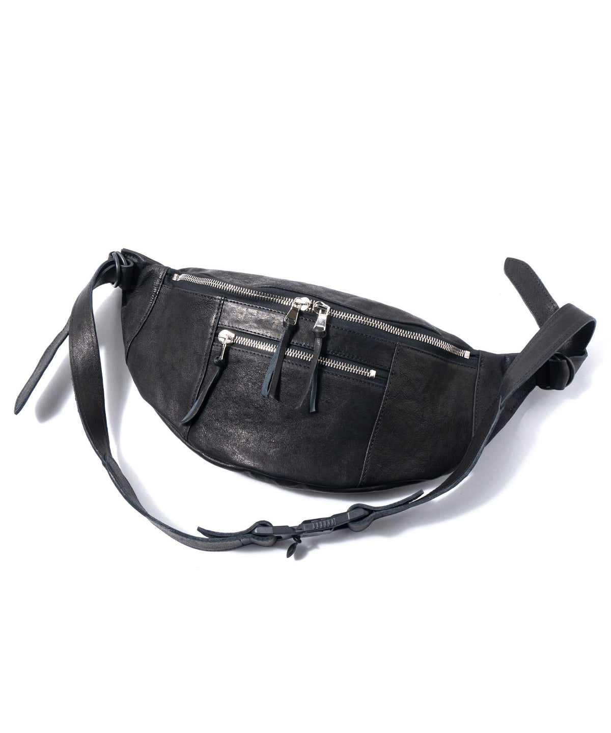 フルタンニン ピット鞣し シュリンク ホースハイド HIGH THROTTLE ボディーバッグ  - BLACK × SILVER