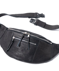 Load image into Gallery viewer, Pit Vegetable Full Tanned Shrank Horsehide Body Bag - BLACK × SILVER