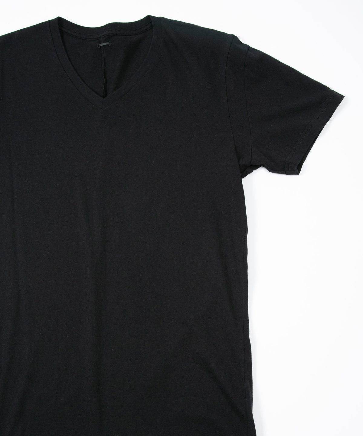 30/-ナチュラルソフト天竺 Vネック Tシャツ（ジャストフィット） - BLACK