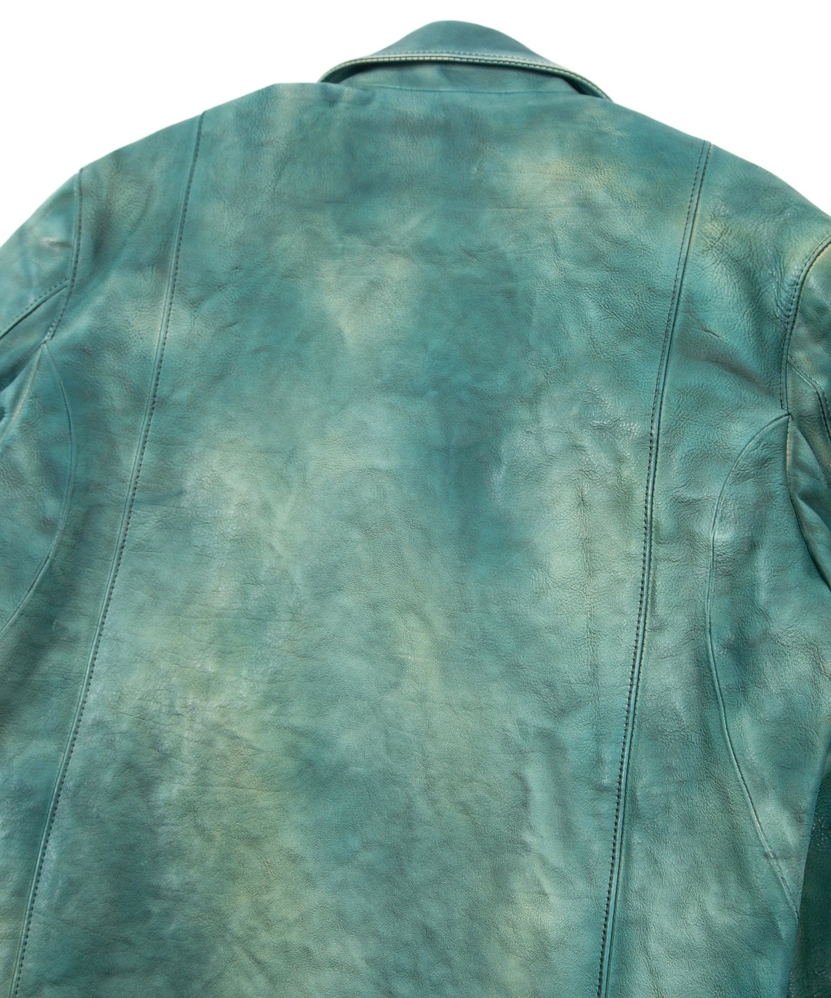 JapanVegitable Full tanning Calf skin Garment Burning Dyed Double Riders - BEER GREEN