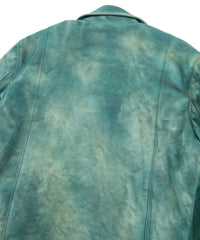 JapanVegitable Full tanning Calf skin Garment Burning Dyed Double Riders - BEER GREEN