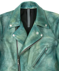 フルタンニン鞣し ジャパンカーフスキン Burning dyed - 燃焼製品染め SPEEDER ダブルライダースジャケット / BEER GREEN