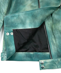 フルタンニン鞣し ジャパンカーフスキン Burning dyed - 燃焼製品染め SPEEDER ダブルライダースジャケット / BEER GREEN