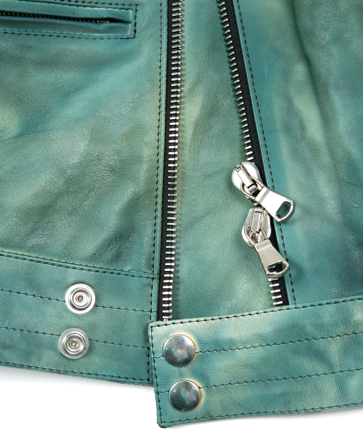 フルタンニン鞣し ジャパンカーフスキン Burning dyed - 燃焼製品染め SPEEDER ダブルライダースジャケット / BEER GREEN