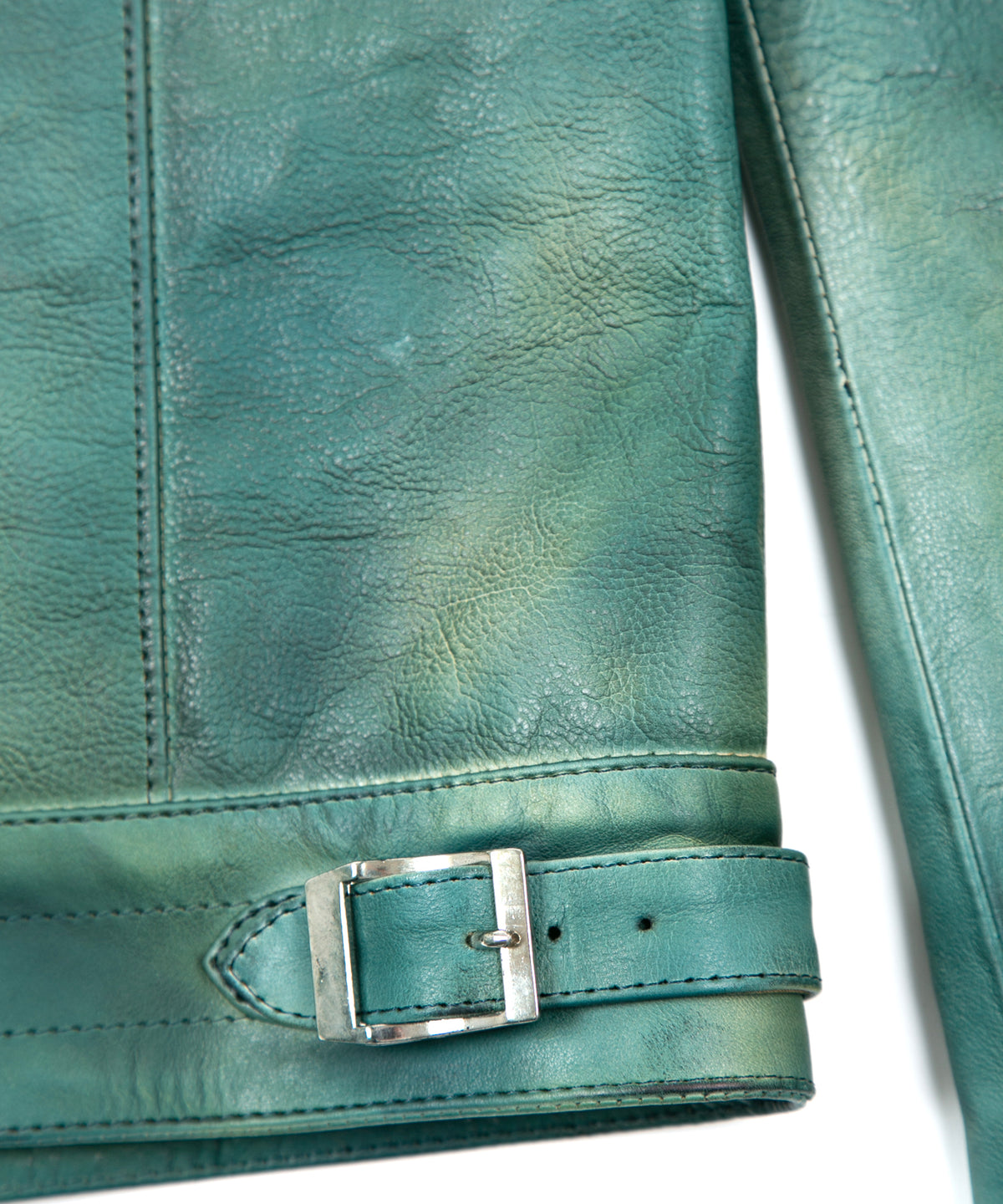 フルタンニン鞣し ジャパンカーフスキン Burning dyed - 燃焼製品染め SPEEDER ダブルライダースジャケット / BEER GREEN