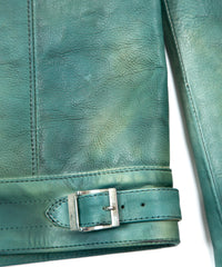 フルタンニン鞣し ジャパンカーフスキン Burning dyed - 燃焼製品染め SPEEDER ダブルライダースジャケット / BEER GREEN