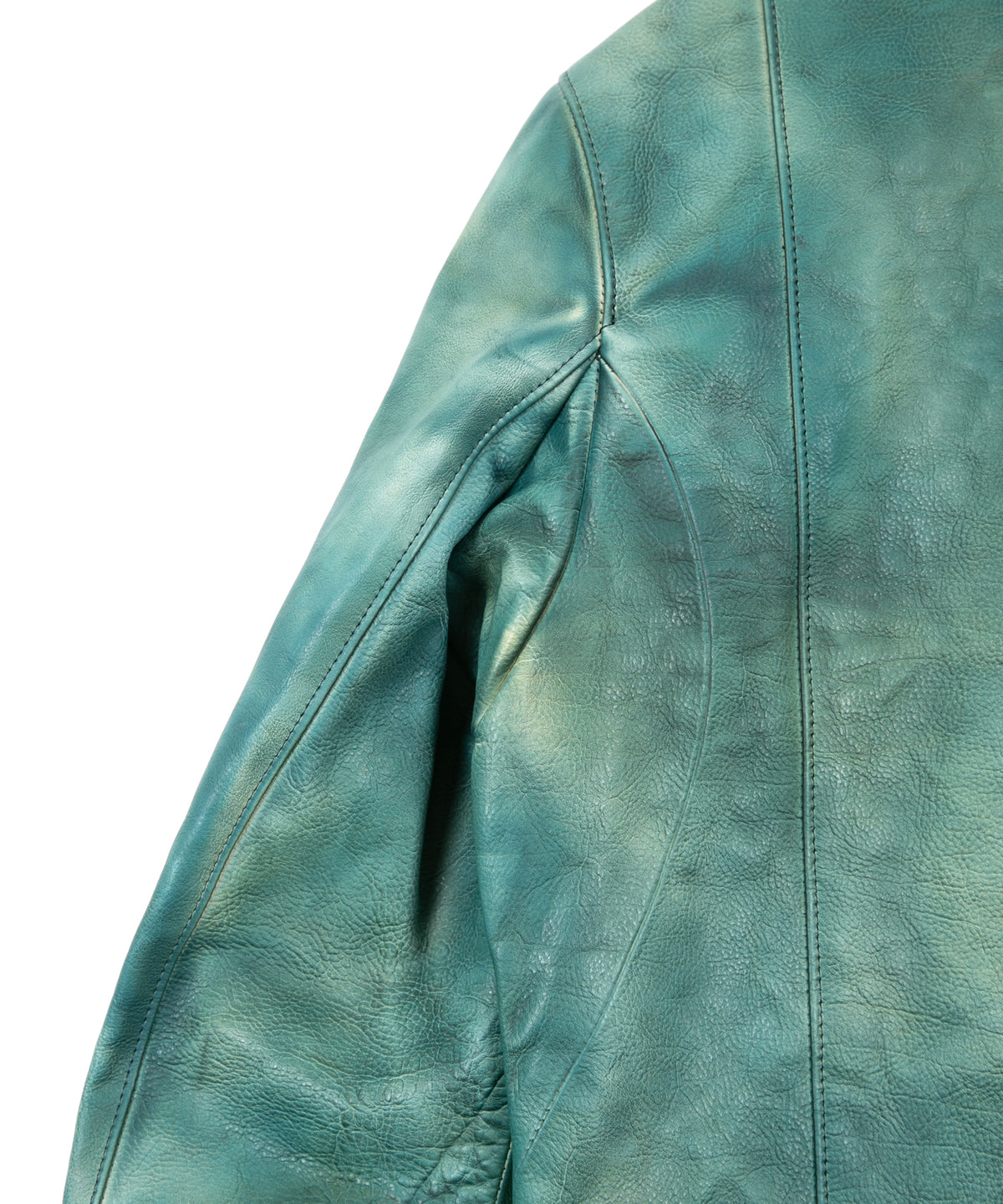 フルタンニン鞣し ジャパンカーフスキン Burning dyed - 燃焼製品染め SPEEDER ダブルライダースジャケット / BEER GREEN