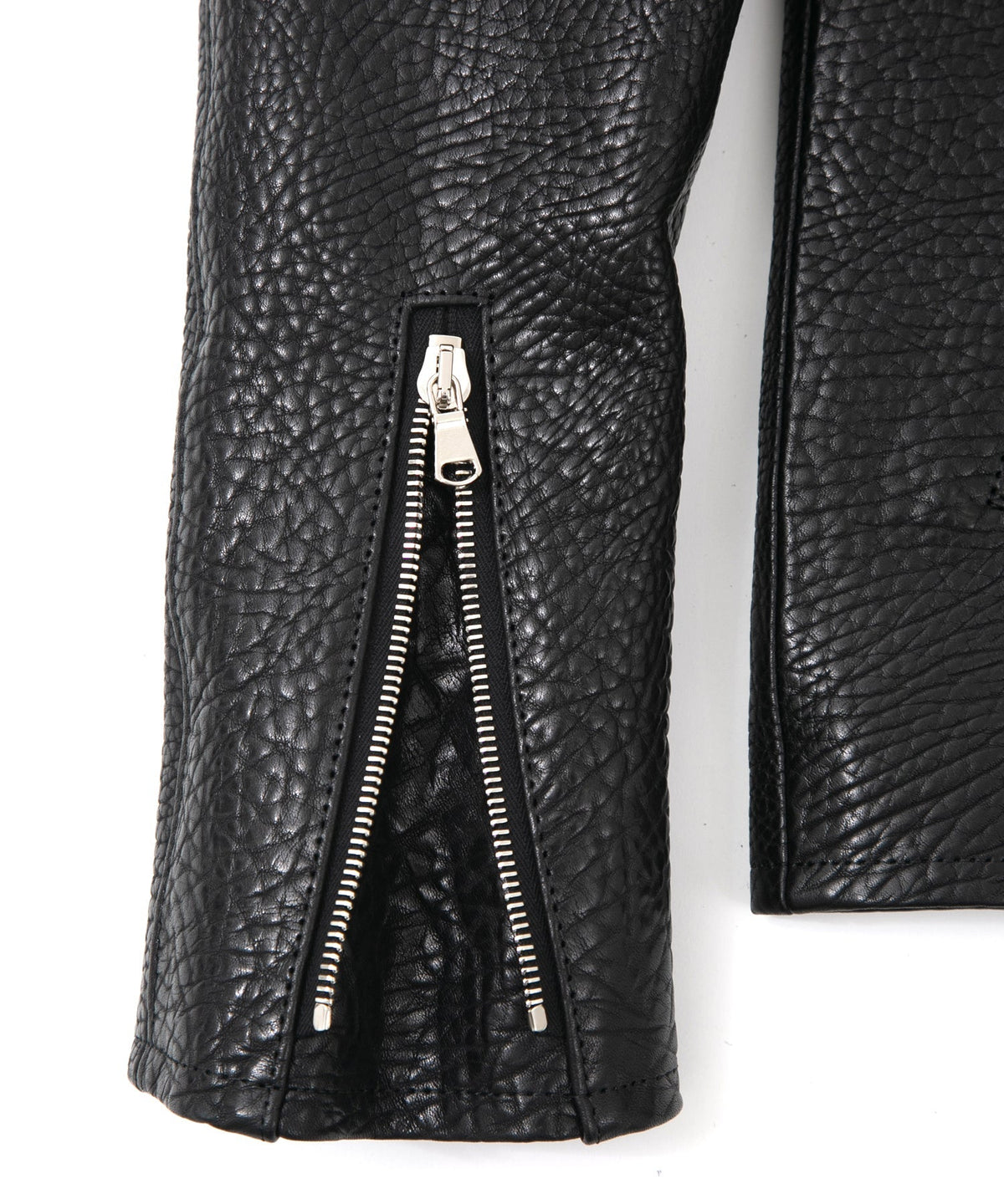 フルタンニン ピット鞣し シュリンク ステアハイド M.VINCENTS シングルライダースジャケット - BLACK