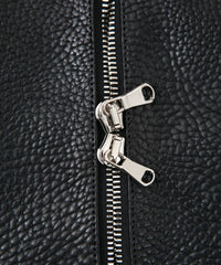 フルタンニン ピット鞣し シュリンク ステアハイド M.VINCENTS シングルライダースジャケット - BLACK