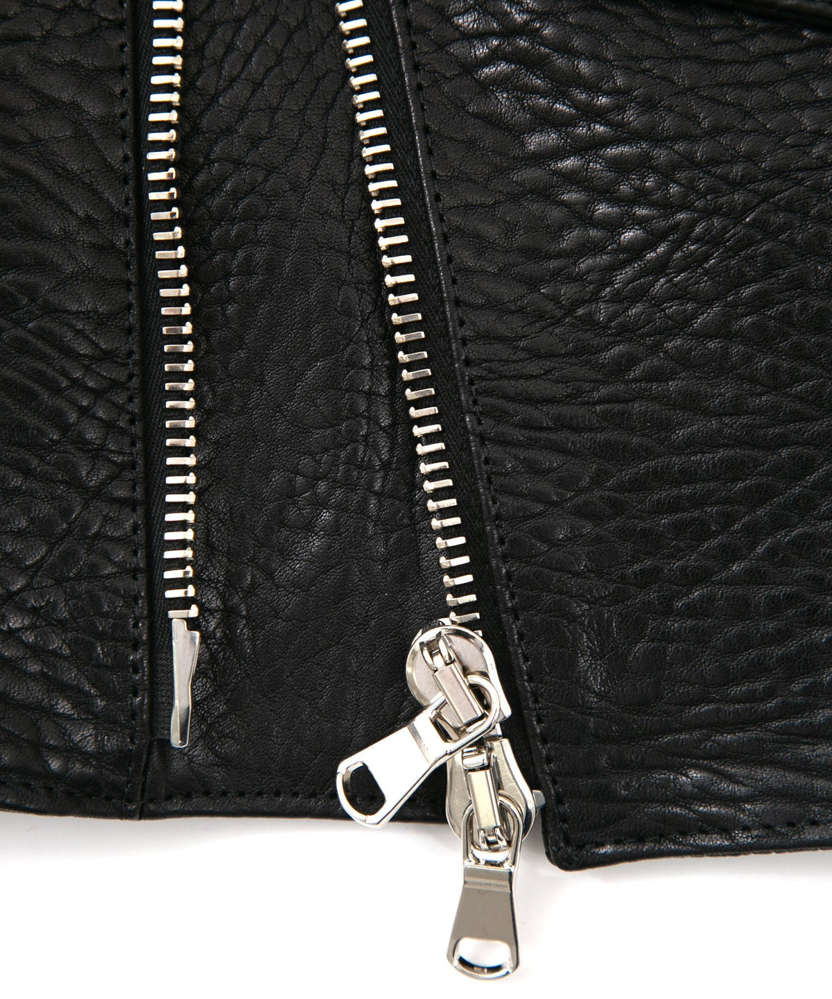 フルタンニン ピット鞣し シュリンク ステアハイド 革 / 1.0mm厚 JOEY ダブルライダースジャケット - BLACK