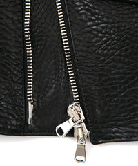 フルタンニン ピット鞣し シュリンク ステアハイド 革 / 1.0mm厚 JOEY ダブルライダースジャケット - BLACK