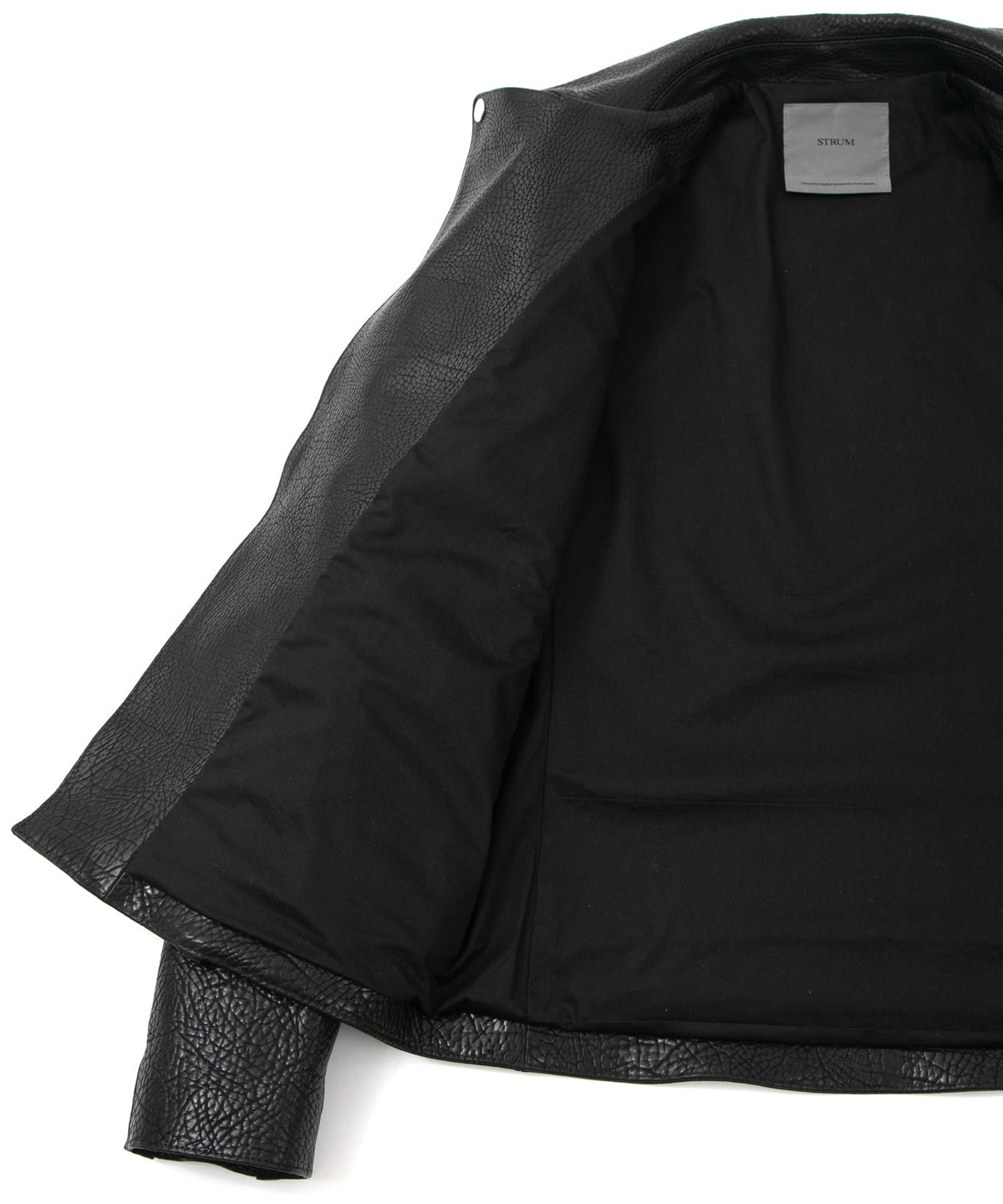 フルタンニン ピット鞣し シュリンク ステアハイド 革 / 1.0mm厚 JOEY ダブルライダースジャケット - BLACK