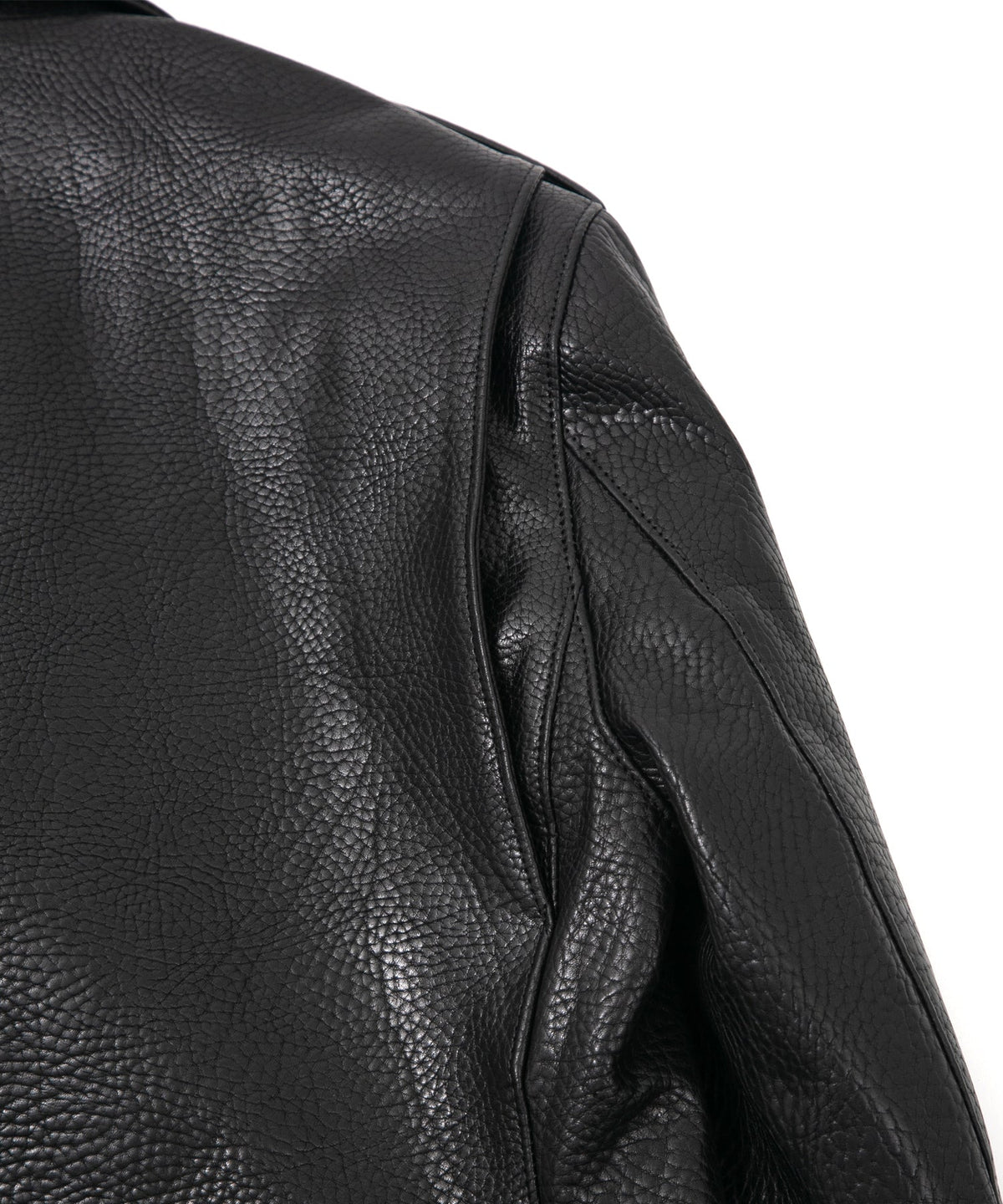 フルタンニン ピット鞣し シュリンク ステアハイド 革 / 1.0mm厚 JOEY ダブルライダースジャケット - BLACK