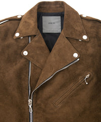 スエード ホースハイド JOEY ダブルライダースジャケット - BROWN KHAKI