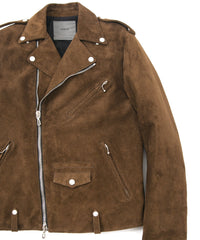 Load image into Gallery viewer, Suede Horsehide JOEY Double Riders Jacket - BROWN KHAKI