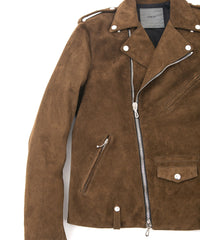 スエード ホースハイド JOEY ダブルライダースジャケット - BROWN KHAKI