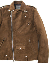 Load image into Gallery viewer, Suede Horsehide JOEY Double Riders Jacket - BROWN KHAKI