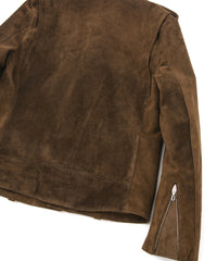 スエード ホースハイド JOEY ダブルライダースジャケット - BROWN KHAKI