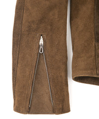 スエード ホースハイド JOEY ダブルライダースジャケット - BROWN KHAKI