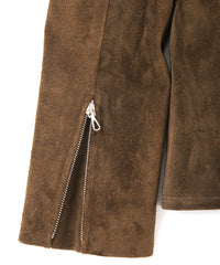 スエード ホースハイド JUDE シングルライダースジャケット - BROWN KHAKI