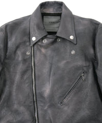 フルタンニン鞣し ジャパンカーフスキン Burning dyed - 燃焼製品染め SPEEDER ダブルライダースジャケット - STEEL BLACK
