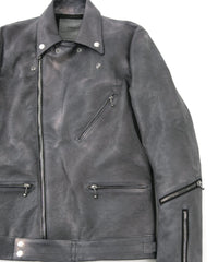 フルタンニン鞣し ジャパンカーフスキン Burning dyed - 燃焼製品染め SPEEDER ダブルライダースジャケット - STEEL BLACK