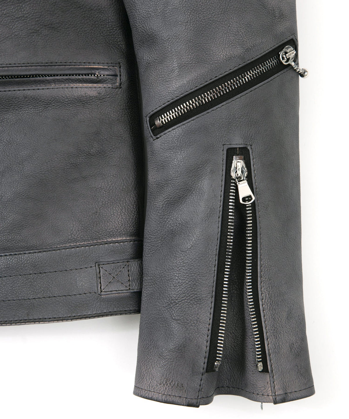 フルタンニン鞣し ジャパンカーフスキン Burning dyed - 燃焼製品染め SPEEDER ダブルライダースジャケット - STEEL BLACK