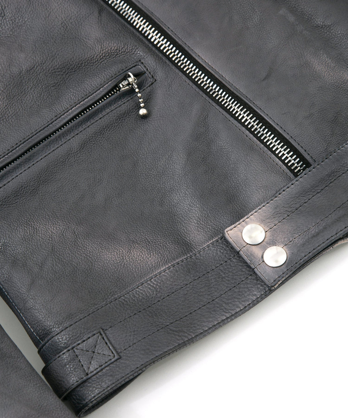 フルタンニン鞣し ジャパンカーフスキン Burning dyed - 燃焼製品染め SPEEDER ダブルライダースジャケット - STEEL BLACK