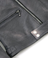 フルタンニン鞣し ジャパンカーフスキン Burning dyed - 燃焼製品染め SPEEDER ダブルライダースジャケット - STEEL BLACK