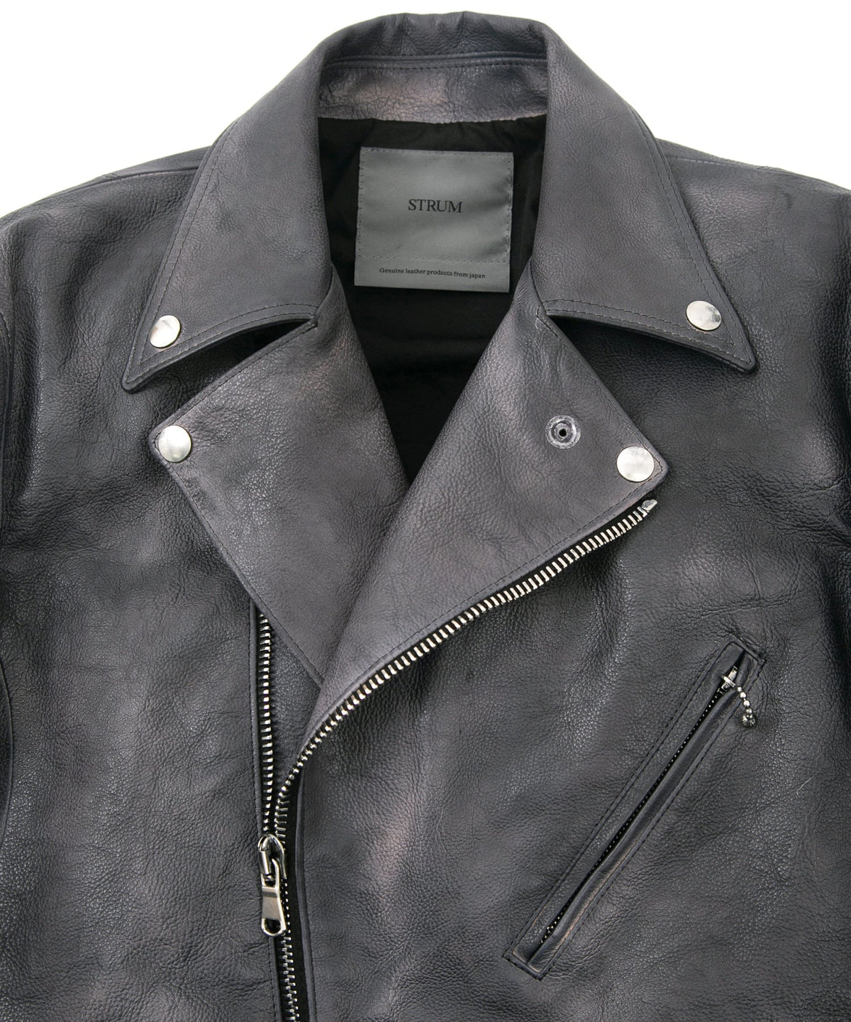 フルタンニン鞣し ジャパンカーフスキン Burning dyed - 燃焼製品染め SPEEDER ダブルライダースジャケット - STEEL BLACK