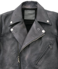 フルタンニン鞣し ジャパンカーフスキン Burning dyed - 燃焼製品染め SPEEDER ダブルライダースジャケット - STEEL BLACK